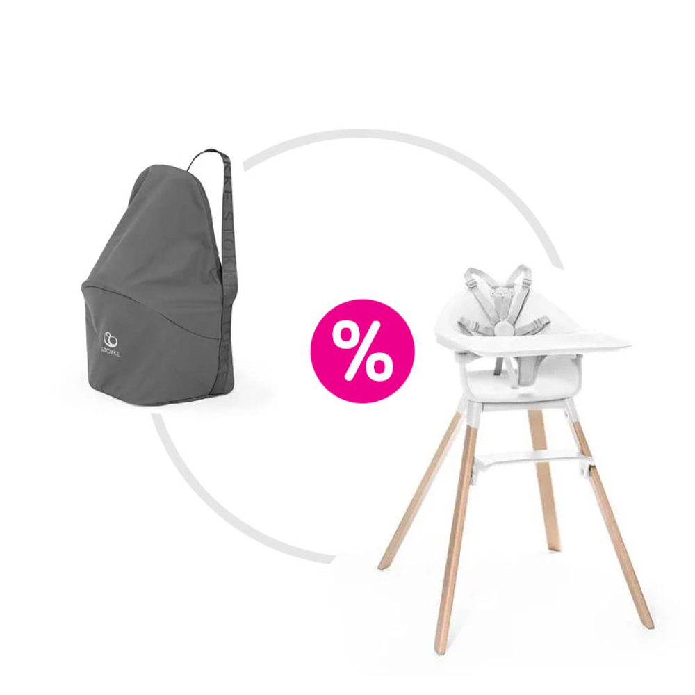 Levně STOKKE® Clikk™ Jídelní židlička + přepravní taška ZDARMA - White