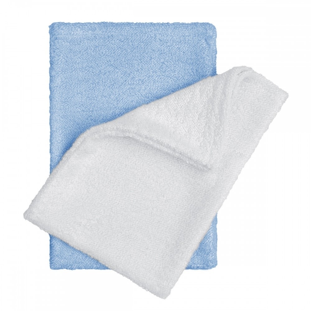 T-Tomi Bambusové koupací žínky/rukavice 2ks - white+blue / bílá+modrá