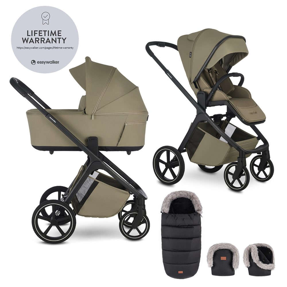 EASYWALKER Set kočárek 2v1 Zoey Go Chestnut Brown XL s příslušenstvím - EASYWALKER Set kočárek 2v1 Zoey Go Moss Green XL s příslušenstvím