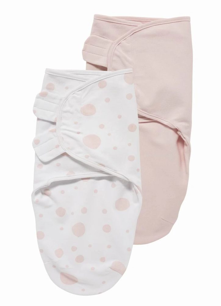 Meyco Zavinovačka 2-balení 0-3 měsíce - Dots pink/Uni light pink