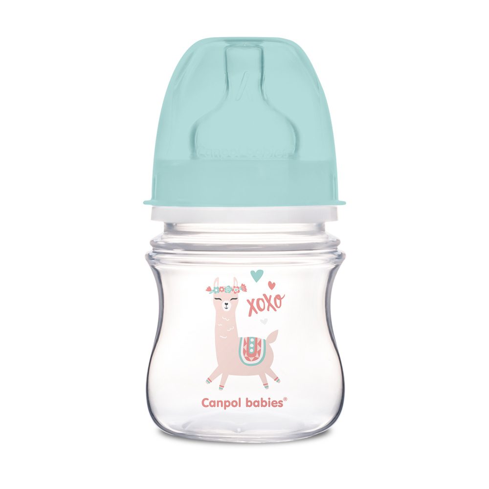 Canpol babies antikoliková širokohrdlá lahev EasyStart Exotic Animals 120 ml, zelená