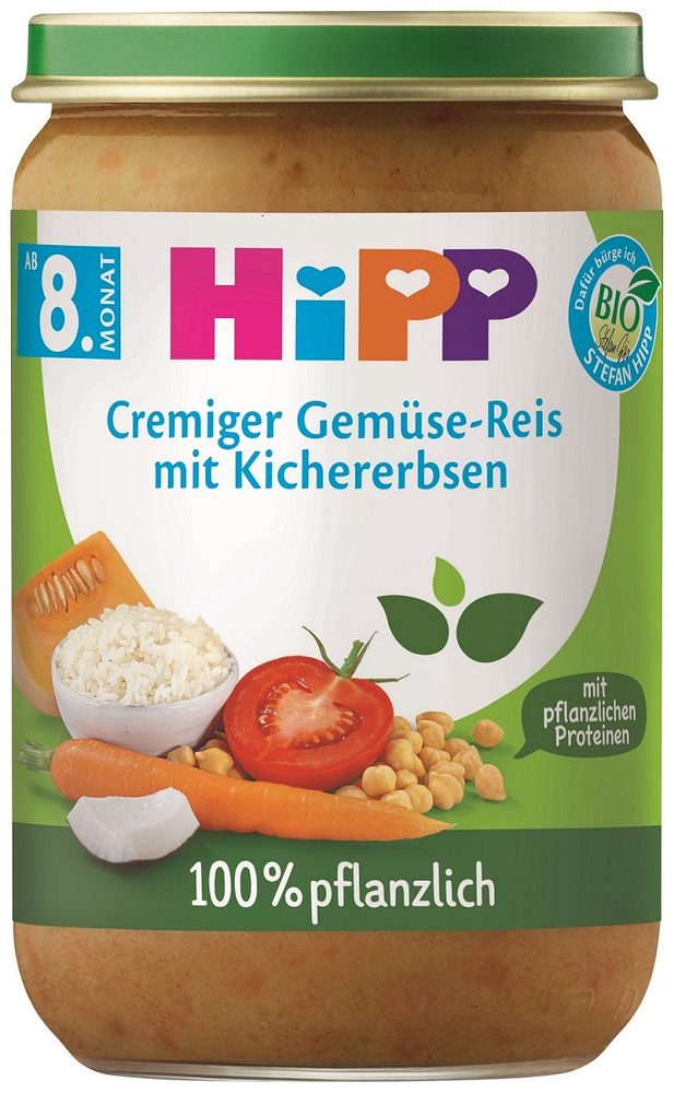 HiPP BIO zelenina s rýží, cizrnou a hráškovým proteinem 220 g