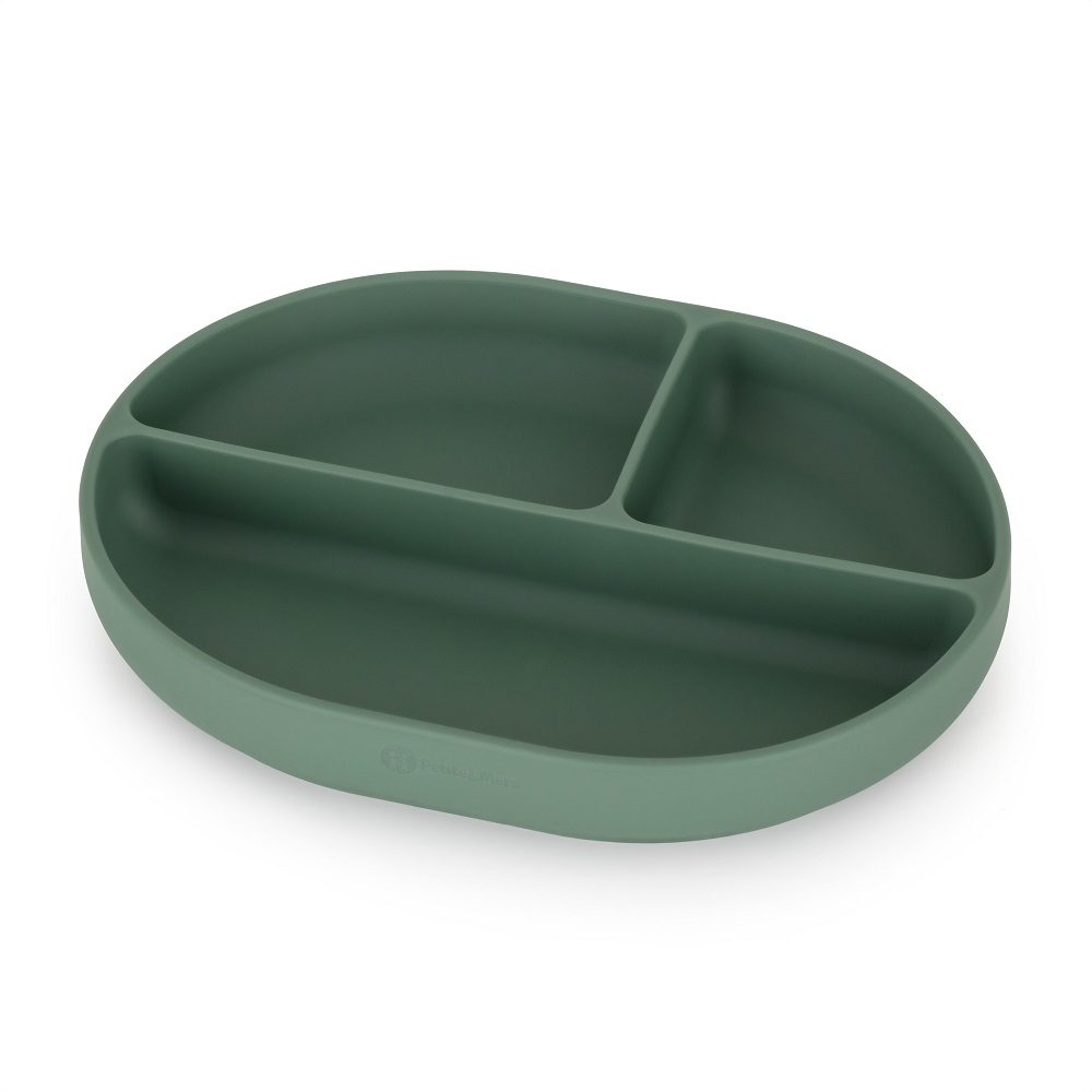 Petite&Mars Talířek silikonový dělící oválný Take&Match 6m+ - Misty Green