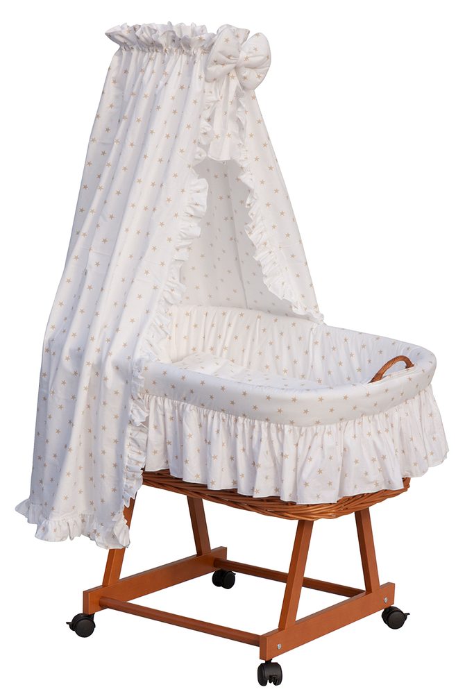 Scarlett Proutěný koš na miminko s nebesy HVĚZDIČKA bílá