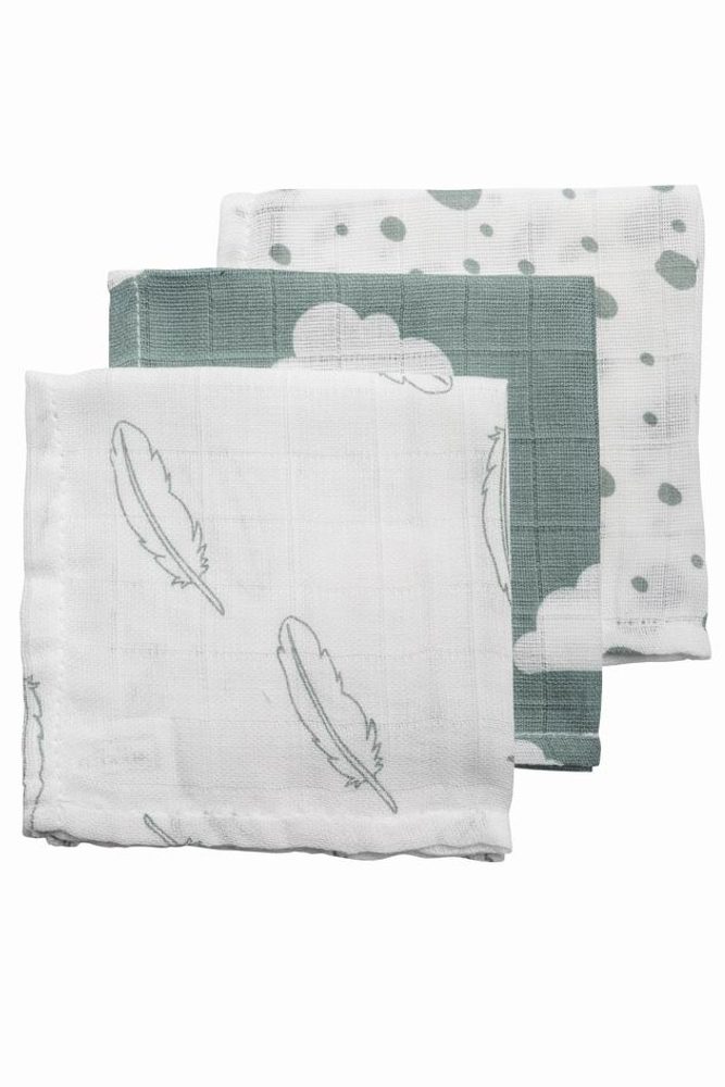 Meyco Plena-žínka Feathers-clouds-dots stone green/white