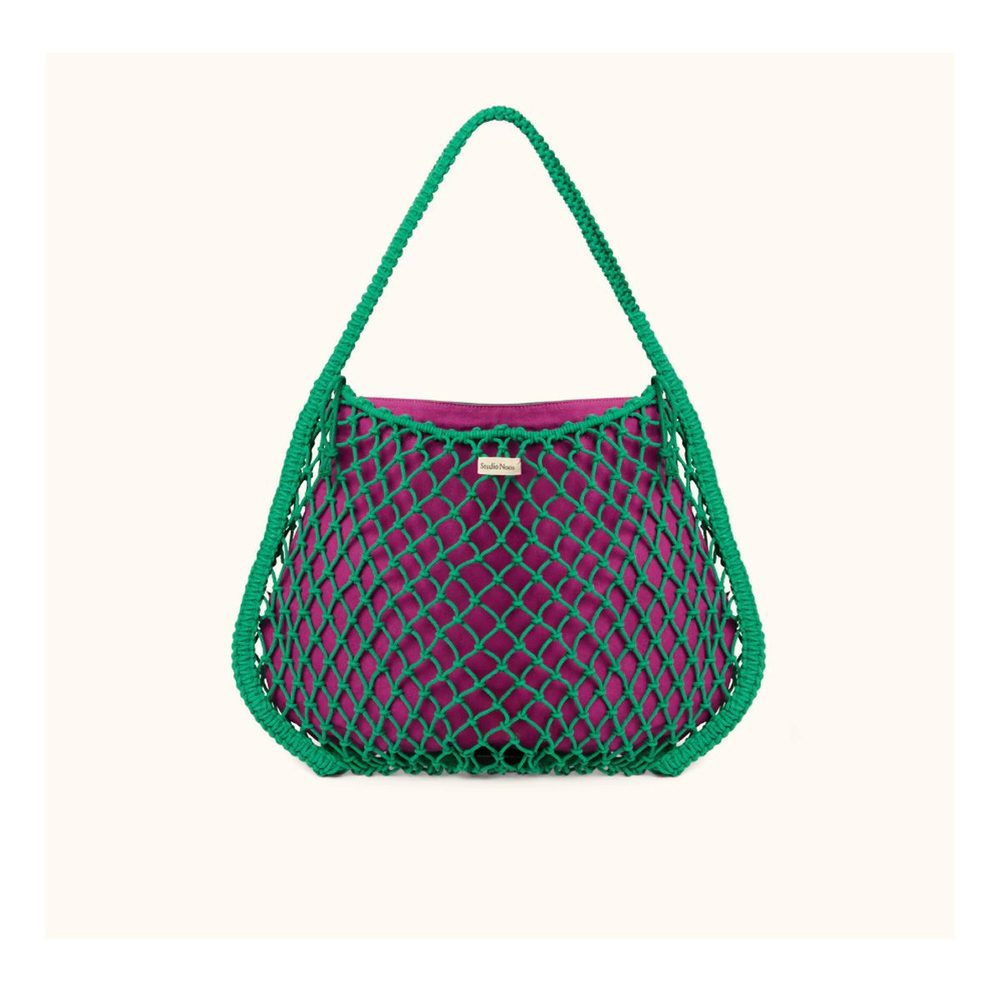 Studio Noos MACRAME MOM BAG síťka Green & taška Purple Green