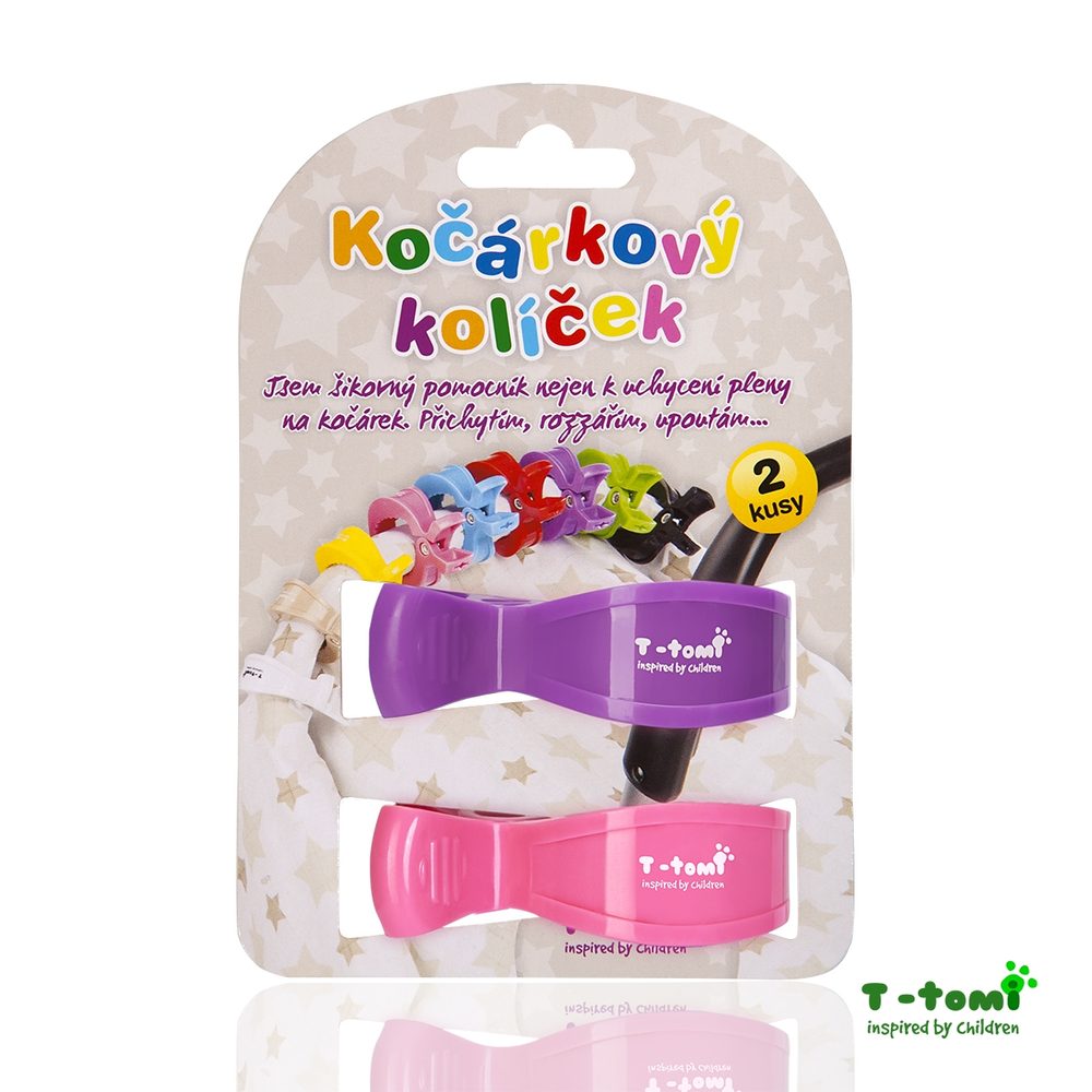 T-Tomi Kočárkový kolíček 2ks - růžový+fialový
