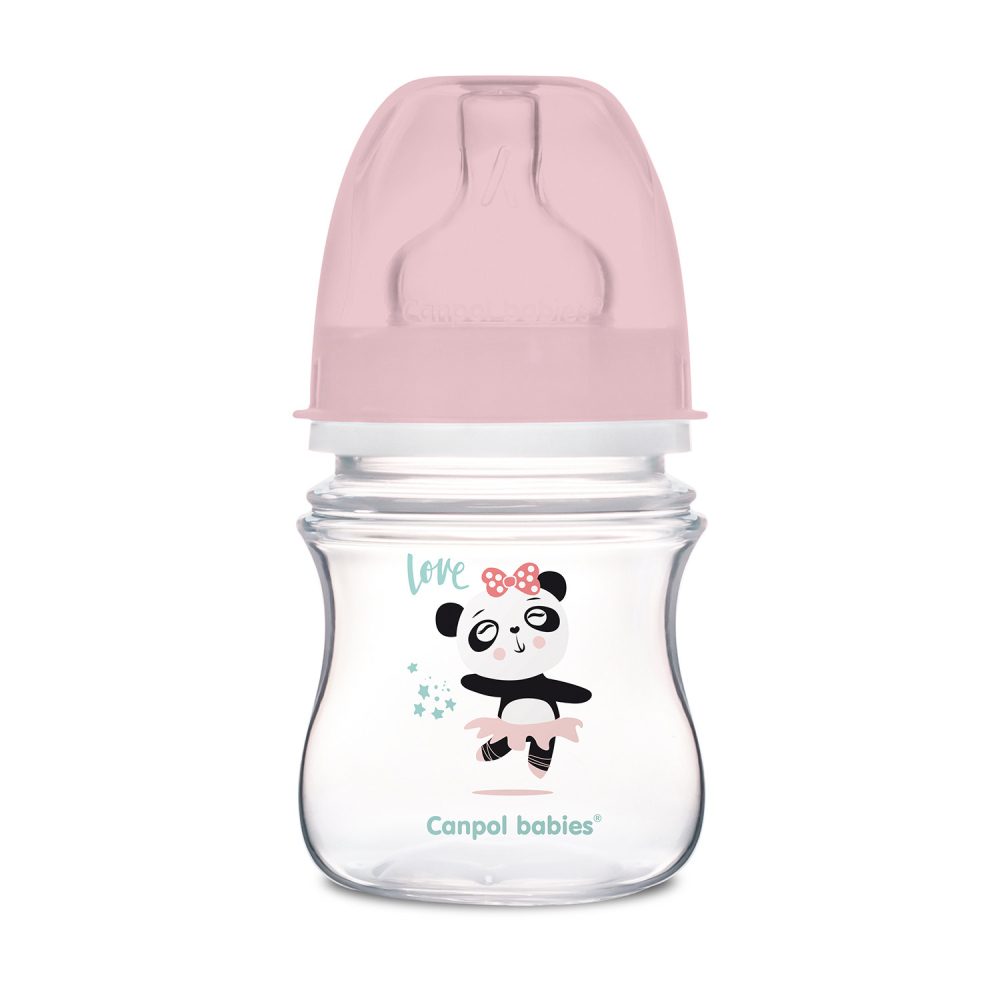 Antikoliková širokohrdlá lahev CANPOL BABIES EasyStart 120 ml růžová