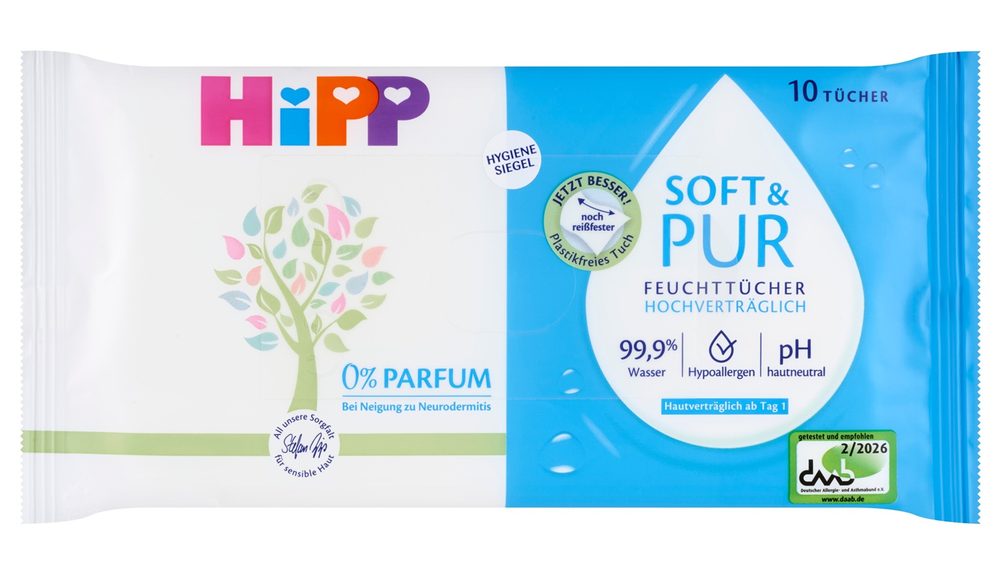 Levně Hipp Babysanft Čistící vlhčené ubrousky Soft&Pur 10 ks