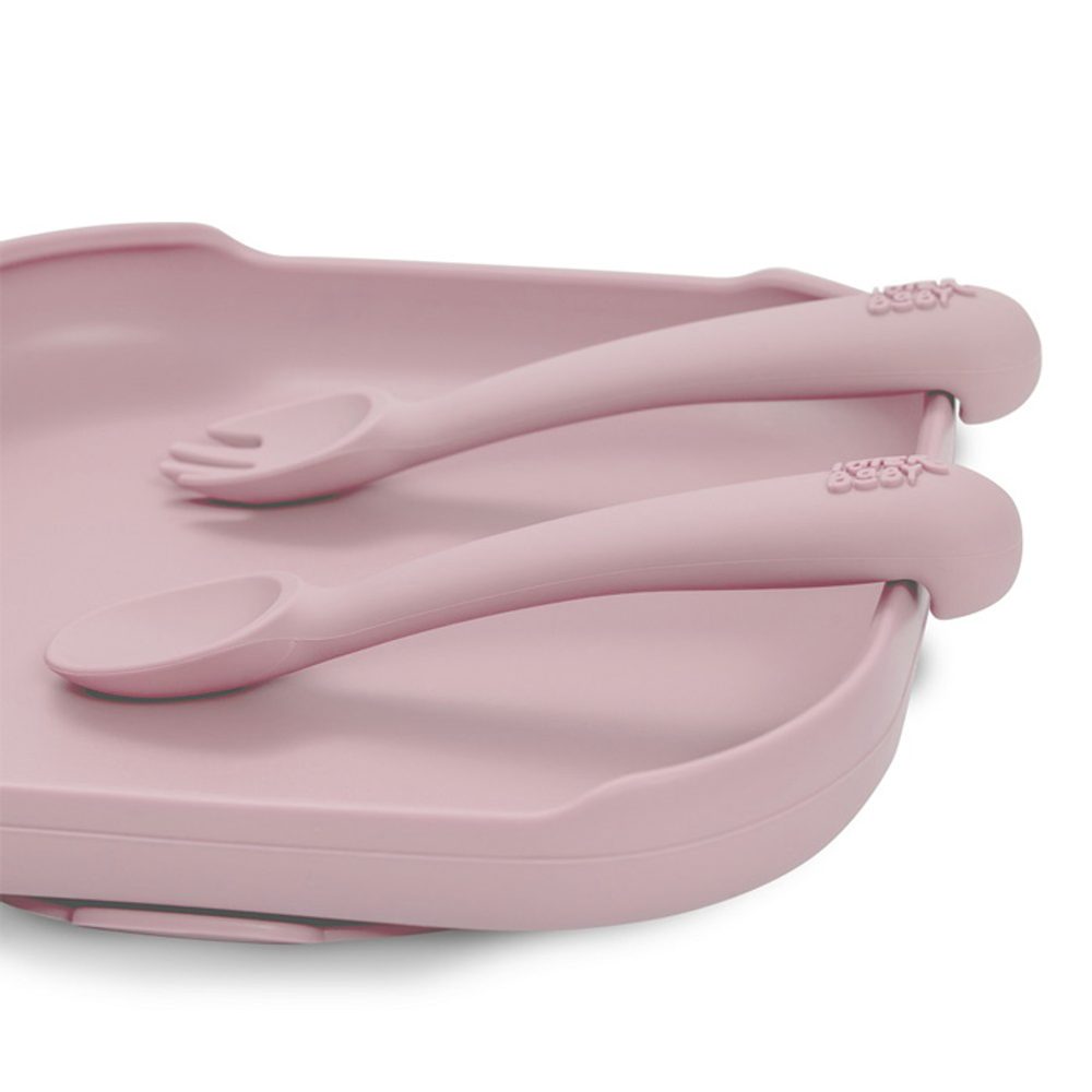 Interbaby SET silikonová LŽIČKA + VIDLIČKA - růžový (obrázek 4)