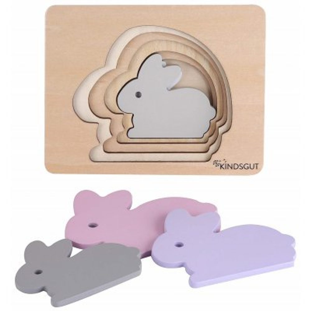 KindsGut dřevěné vkládací puzzle zajíc