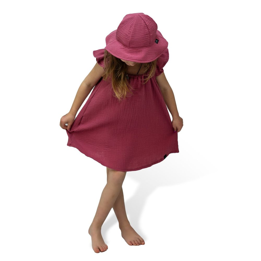 ESITO Dívčí klobouk mušelín Ruby red - rubínová / XS - ESITO Dívčí klobouk mušelín Ruby red - rubínová / L