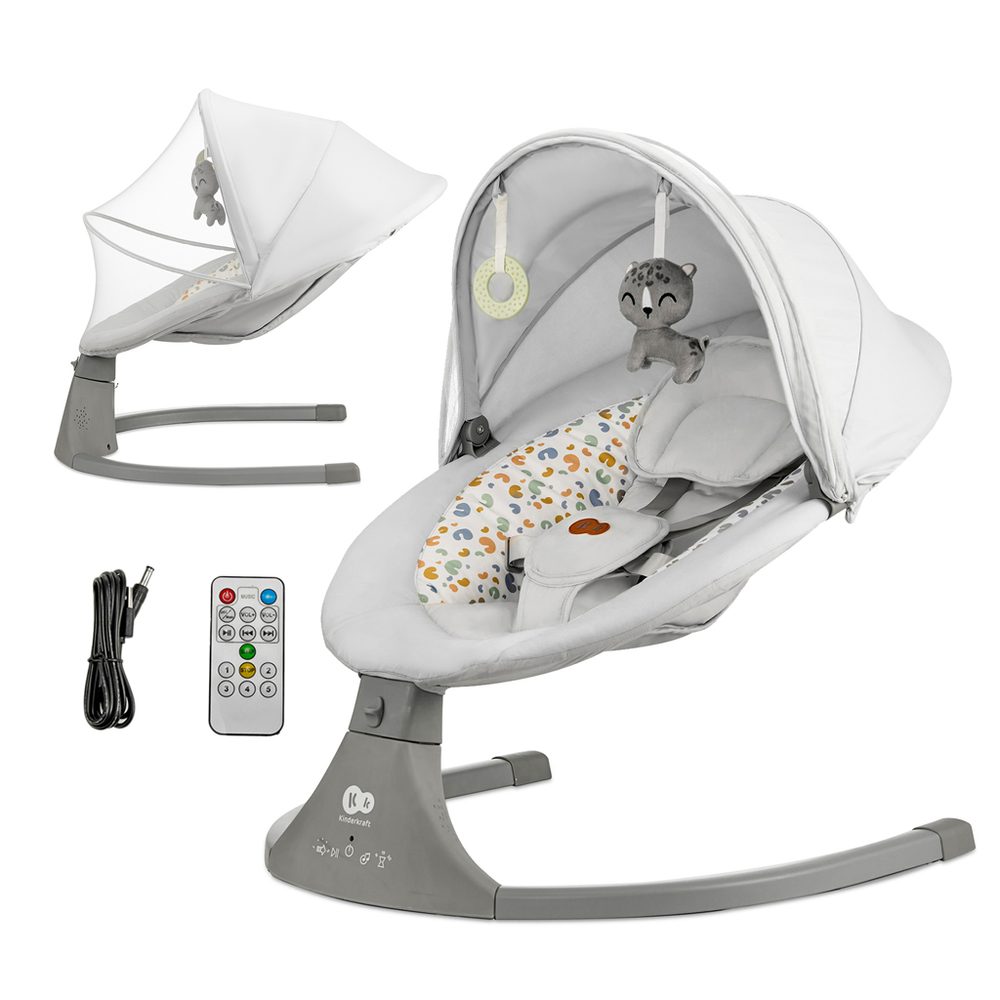 Kinderkraft Lehátko houpací s melodií 2v1 Lumi, do 9 kg - Premium Light Grey