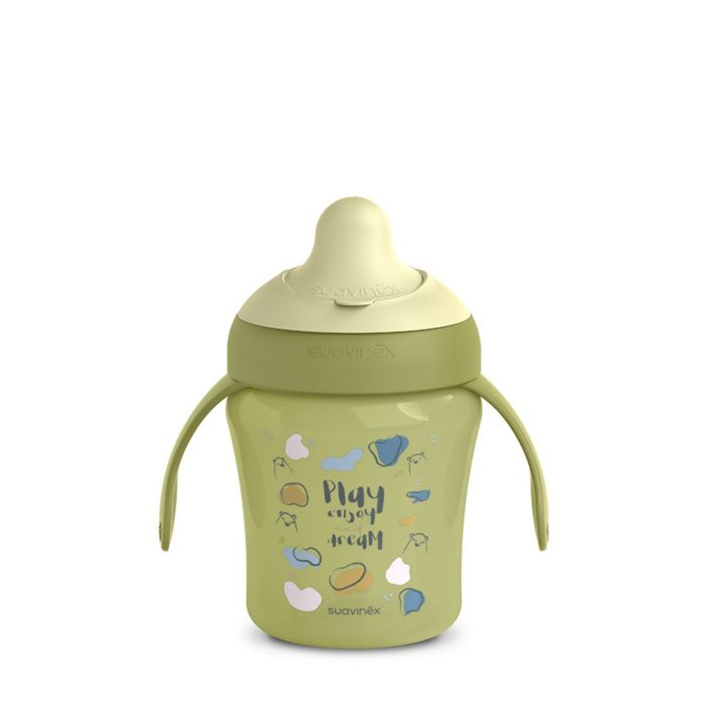 Suavinex Nerozlitný hrníček BEAR 200 ml - Zelený