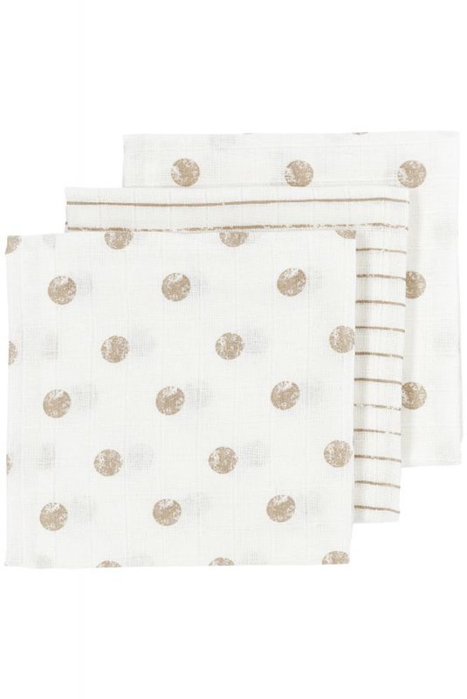 Meyco Mušelínové pleny 3-balení - Dot stripe sand