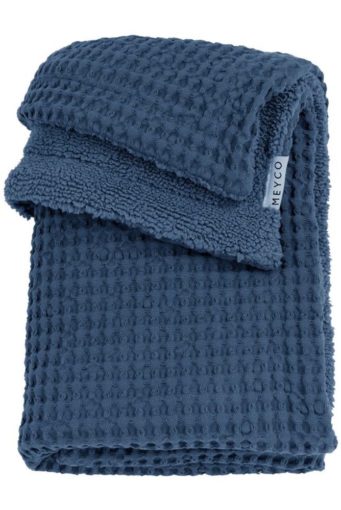 Meyco Deka do postýlky Waffle Teddy fleece - Indigo