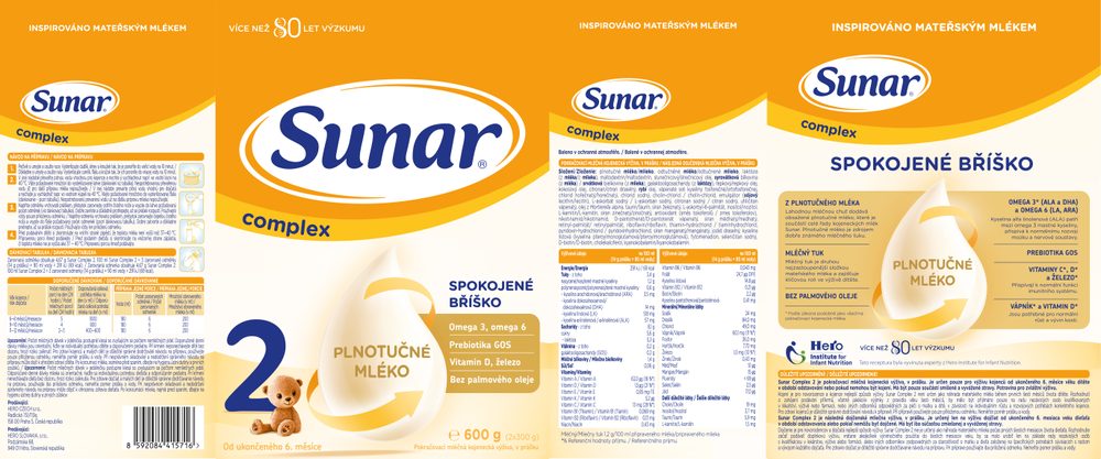 Sunar 8x Complex 2 Mléko pokračovací 600g
