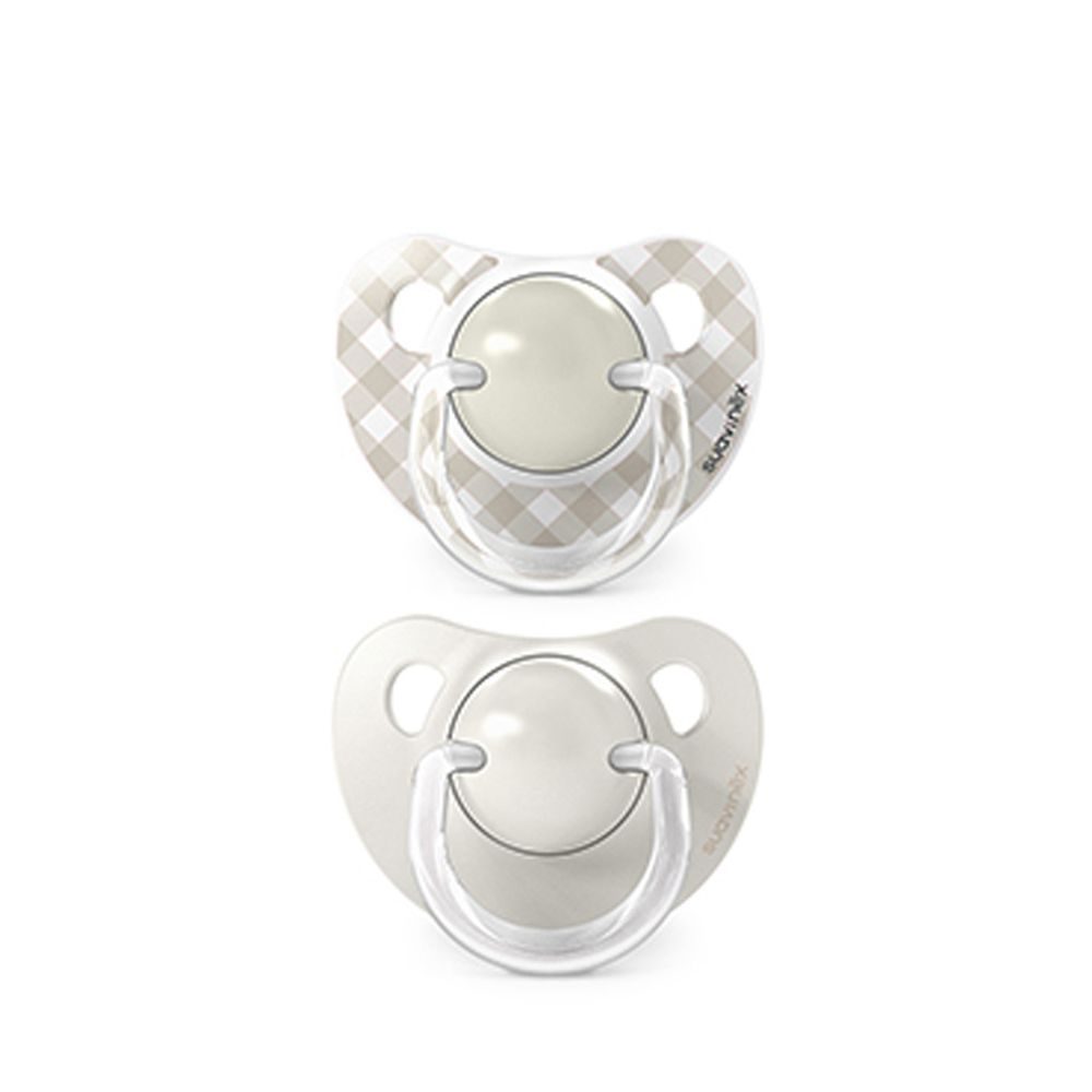 Suavinex dudlík anatomický silikon 0/6m 2 ks WILD & FREE - krémový