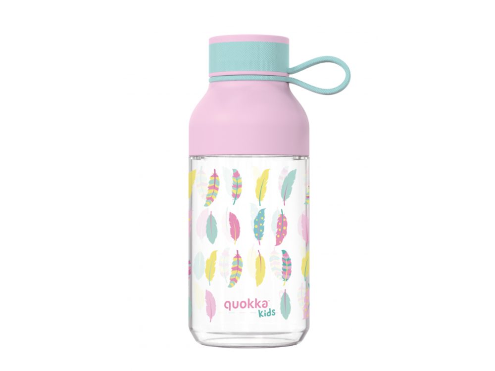 Quokka Plastová láhev Ice Kids s poutkem Feathers 430 ml