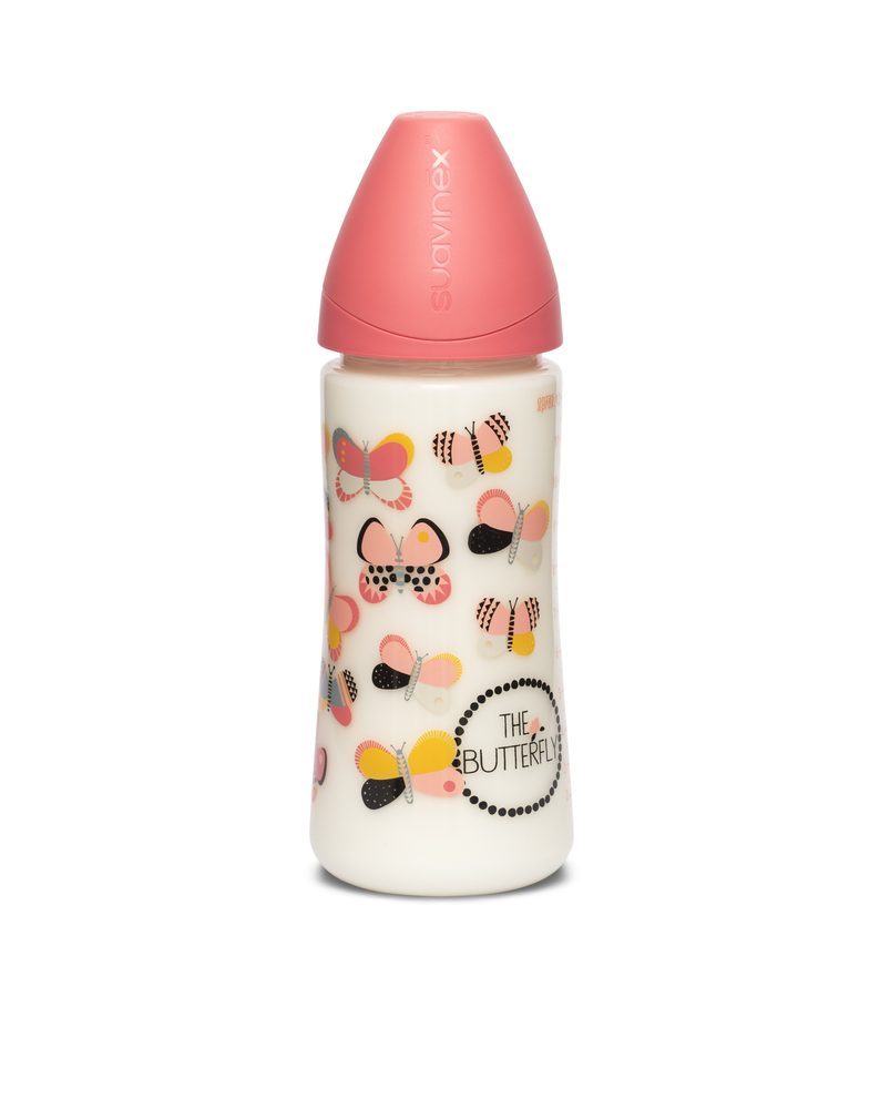 LÁHEV Kulatá savička SILIKON 360 ml - RŮŽOVÝ MOTÝL