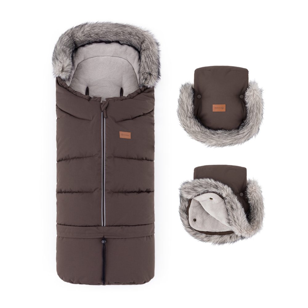 PETITE&MARS Set zimní fusak Arctic 4v1 + rukavice na kočárek Furry - Rich Brown