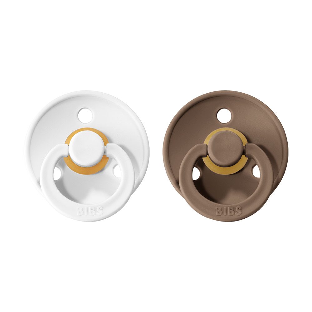 BIBS Colour dudlíky z přírodního kaučuku 2ks vel.1 - White / Dark Oak