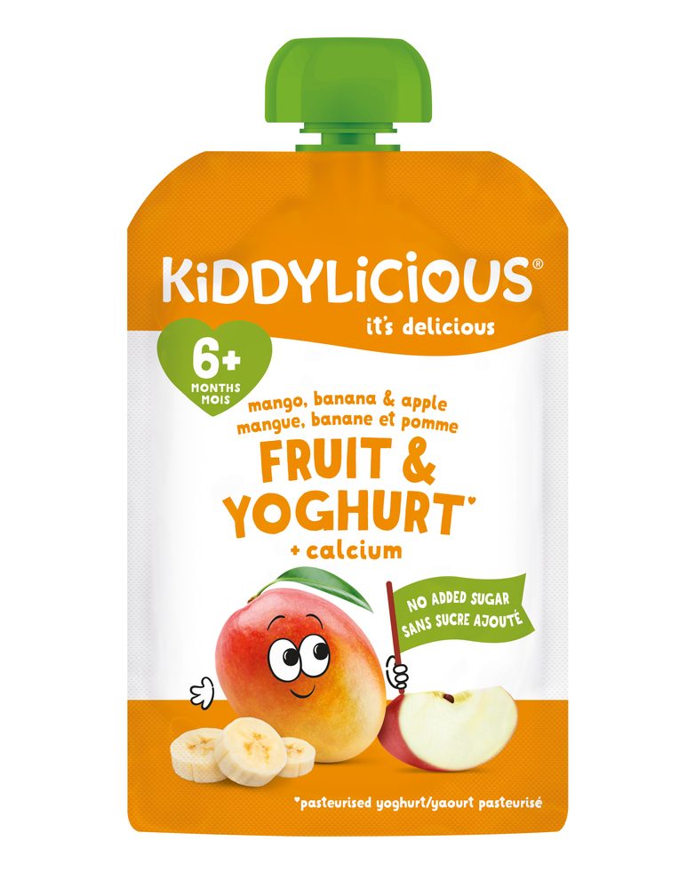 Kiddylicious ovocná kapsička s mangem, banánem, jablkem a jogurtem 100g