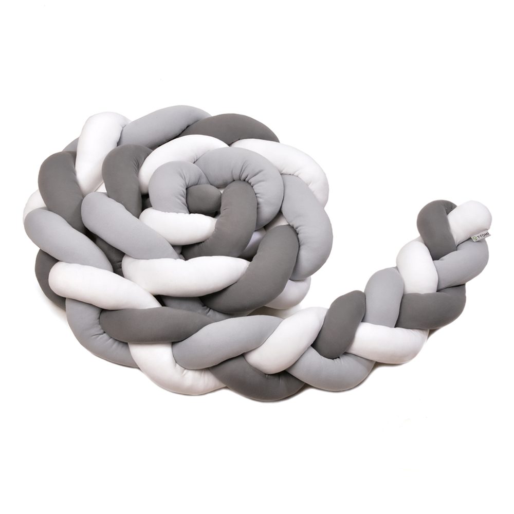 T-Tomi Pletený mantinel 180cm -  white + grey + anthracite