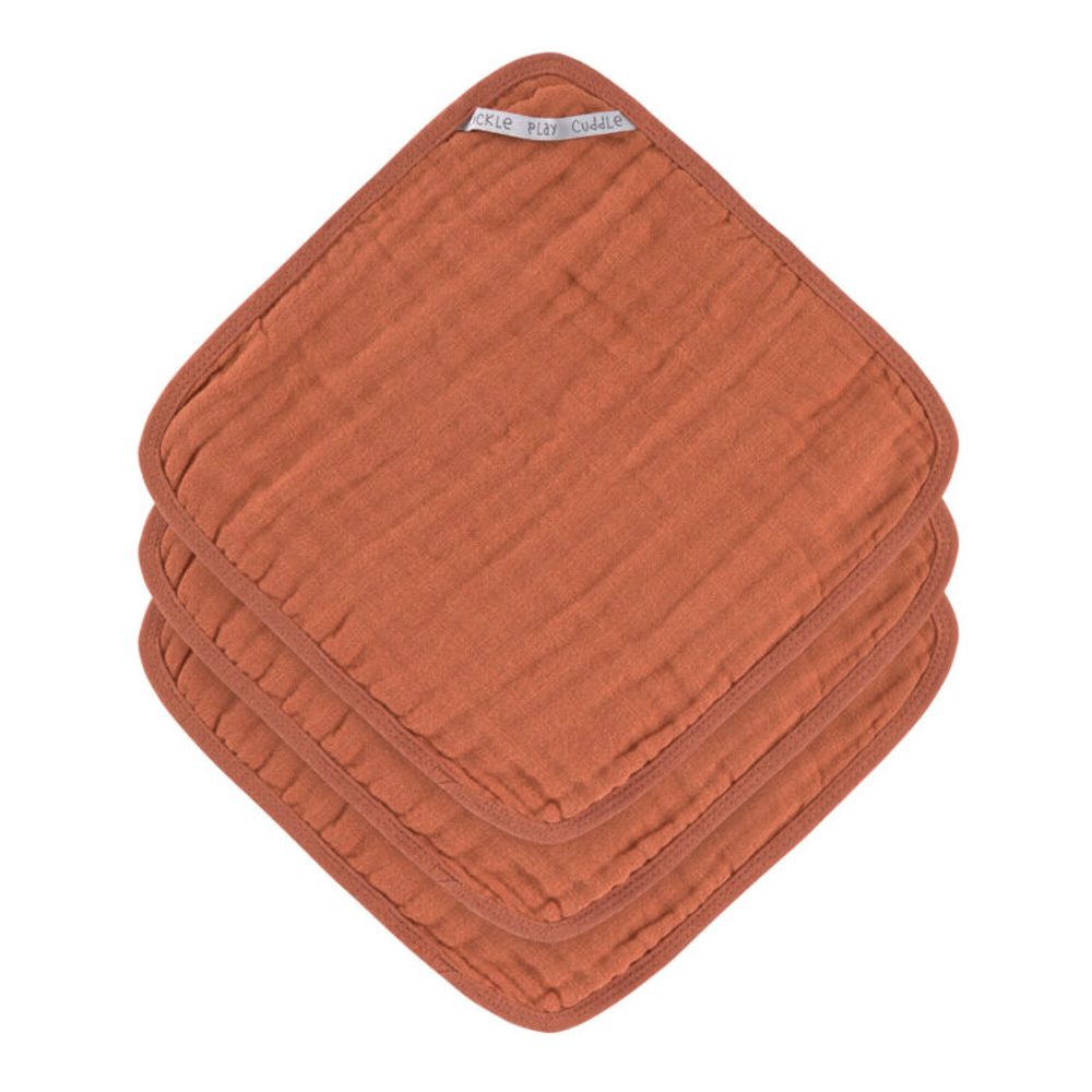 Lässig Muslin Washcloth Set 3 pcs rust