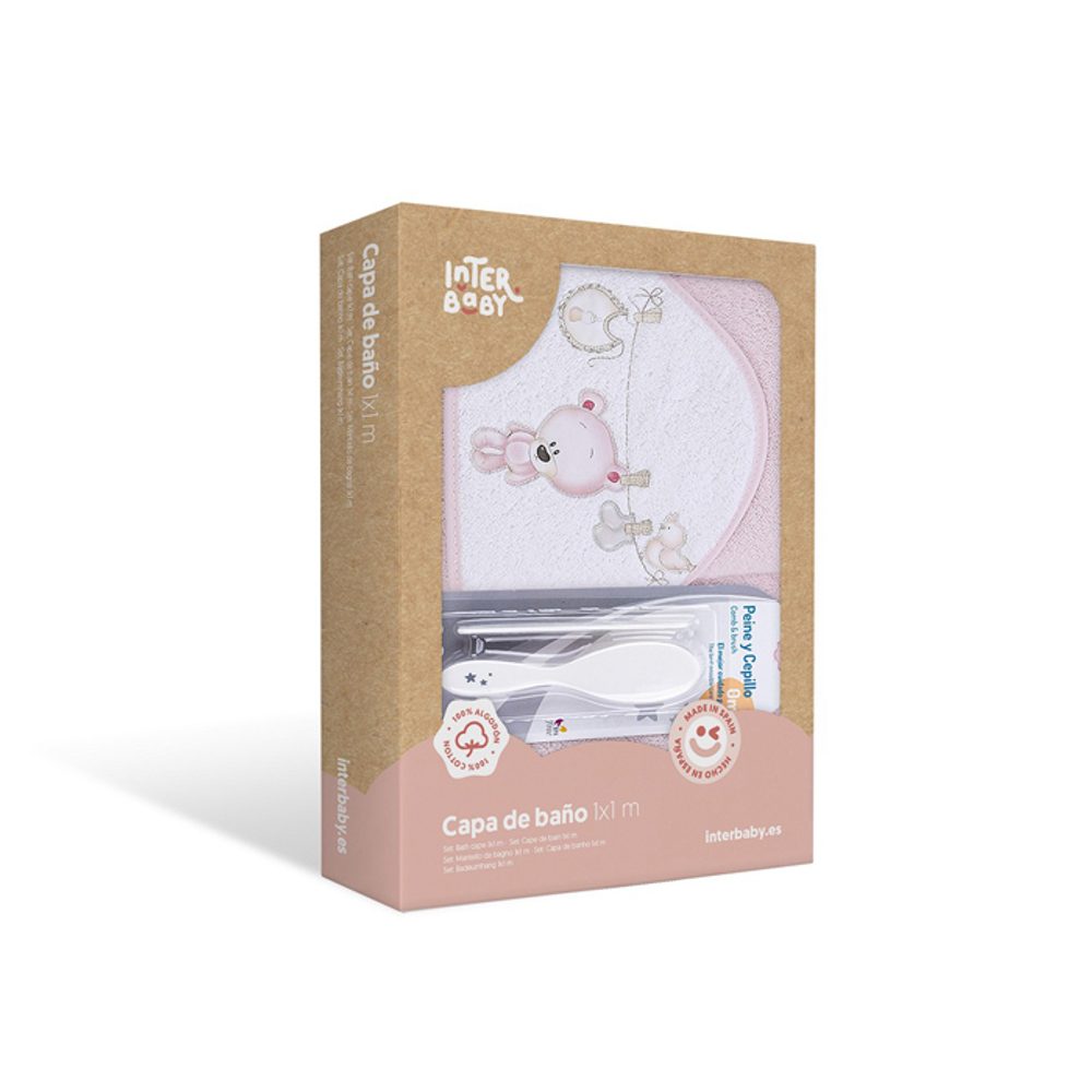 Interbaby Osuška froté PRÁDLO + hřeben - RŮŽOVÁ