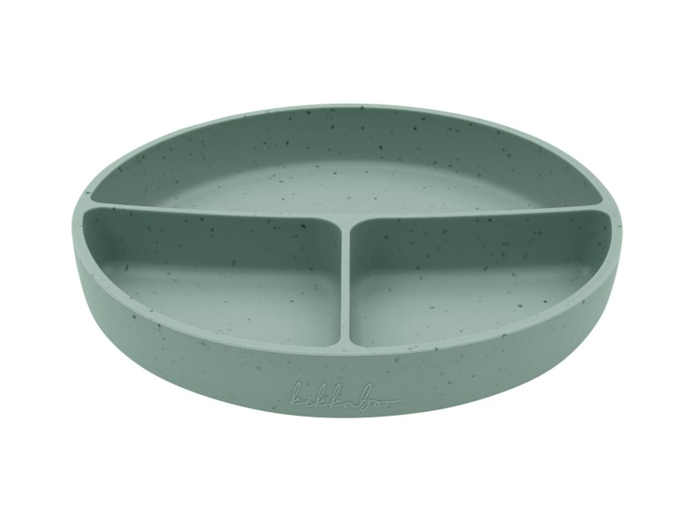 KikkaBoo Talíř dělený s přísavkou Platinum Silicone Sage