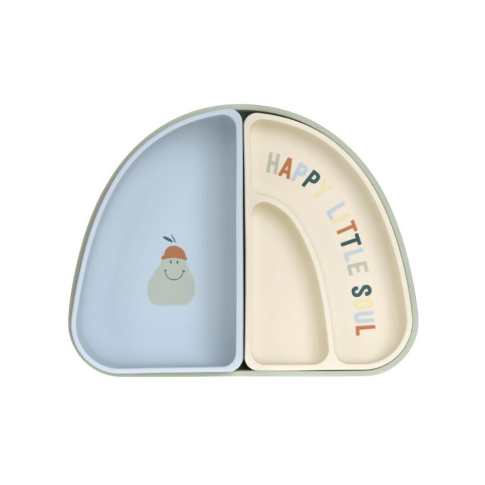 Lässig BABIES Dish Set Silicone Section Happy Fruits lemon