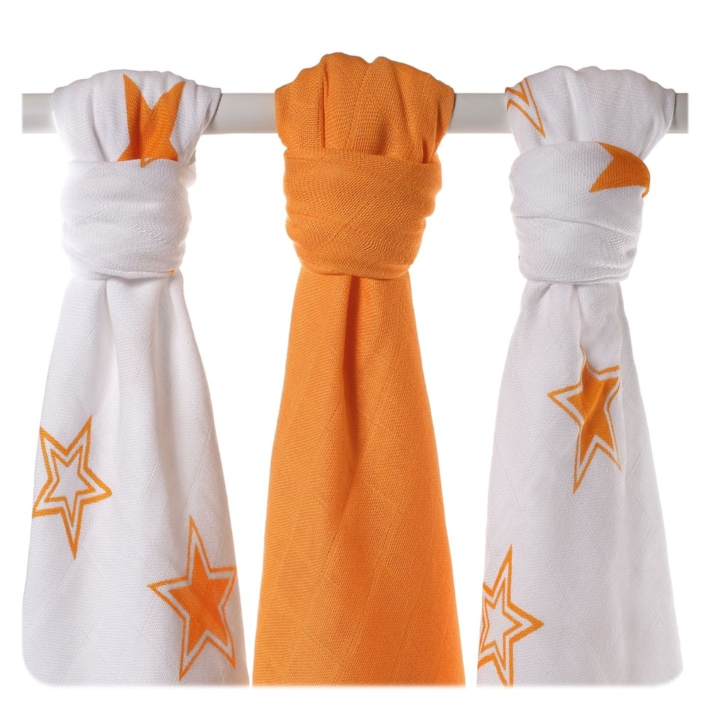 Kikko Bambusové pleny XKKO BMB 70x70 Orange Stars MIX 3ks