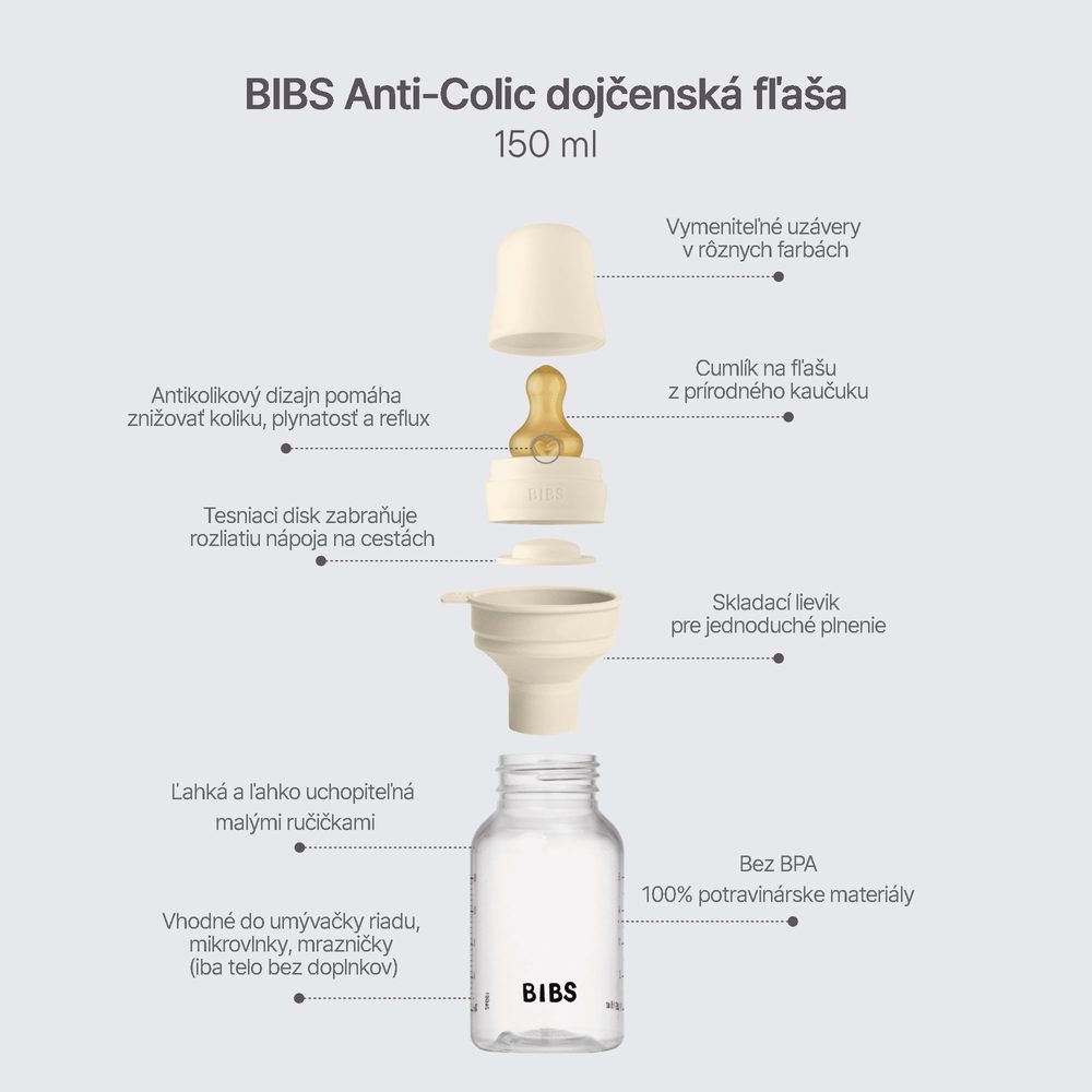 BIBS antikoliková lahev se silikónovým dudlíkem 150ml