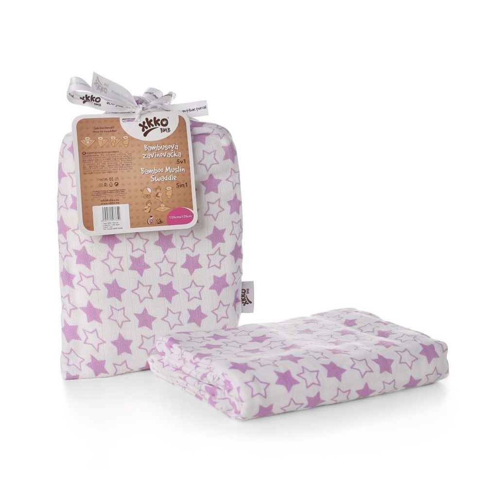 Kikko Bambusová zavinovačka XKKO BMB 120x120 Little Stars Lilac
