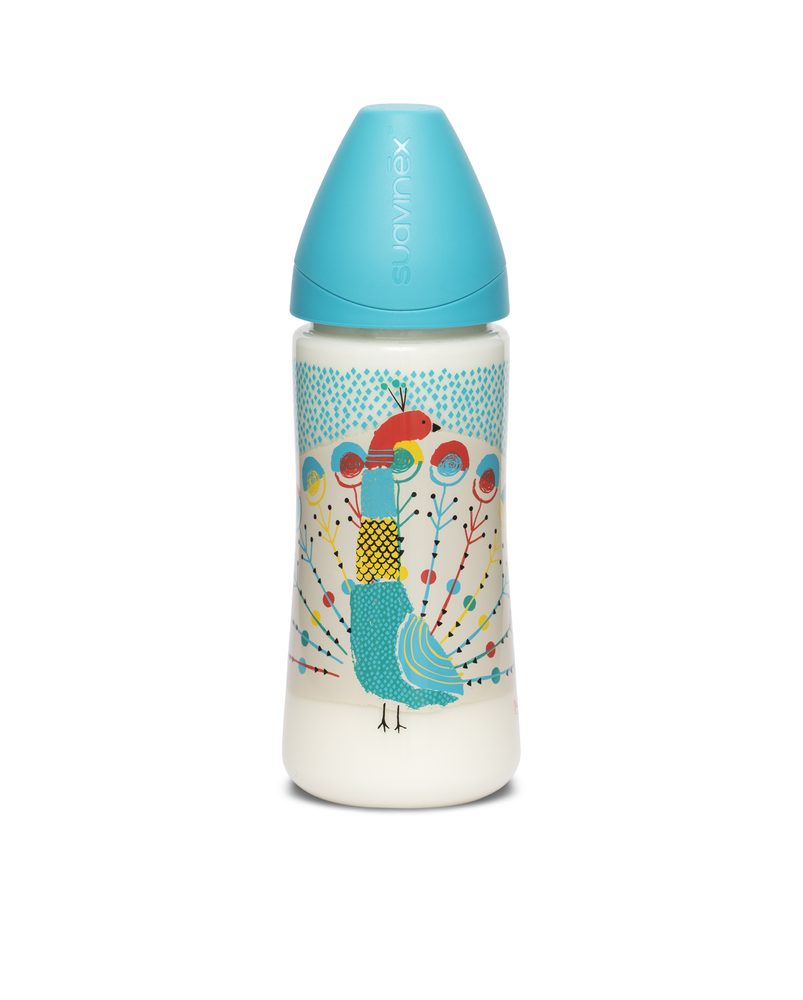 LÁHEV Kulatá savička SILIKON 360 ml - MODRÝ PÁV