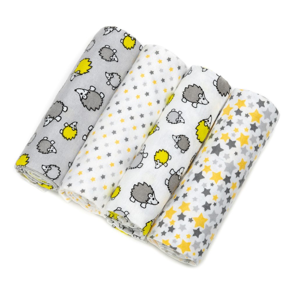 T-Tomi Látkové pleny s potiskem 4ks - grey hedgehogs