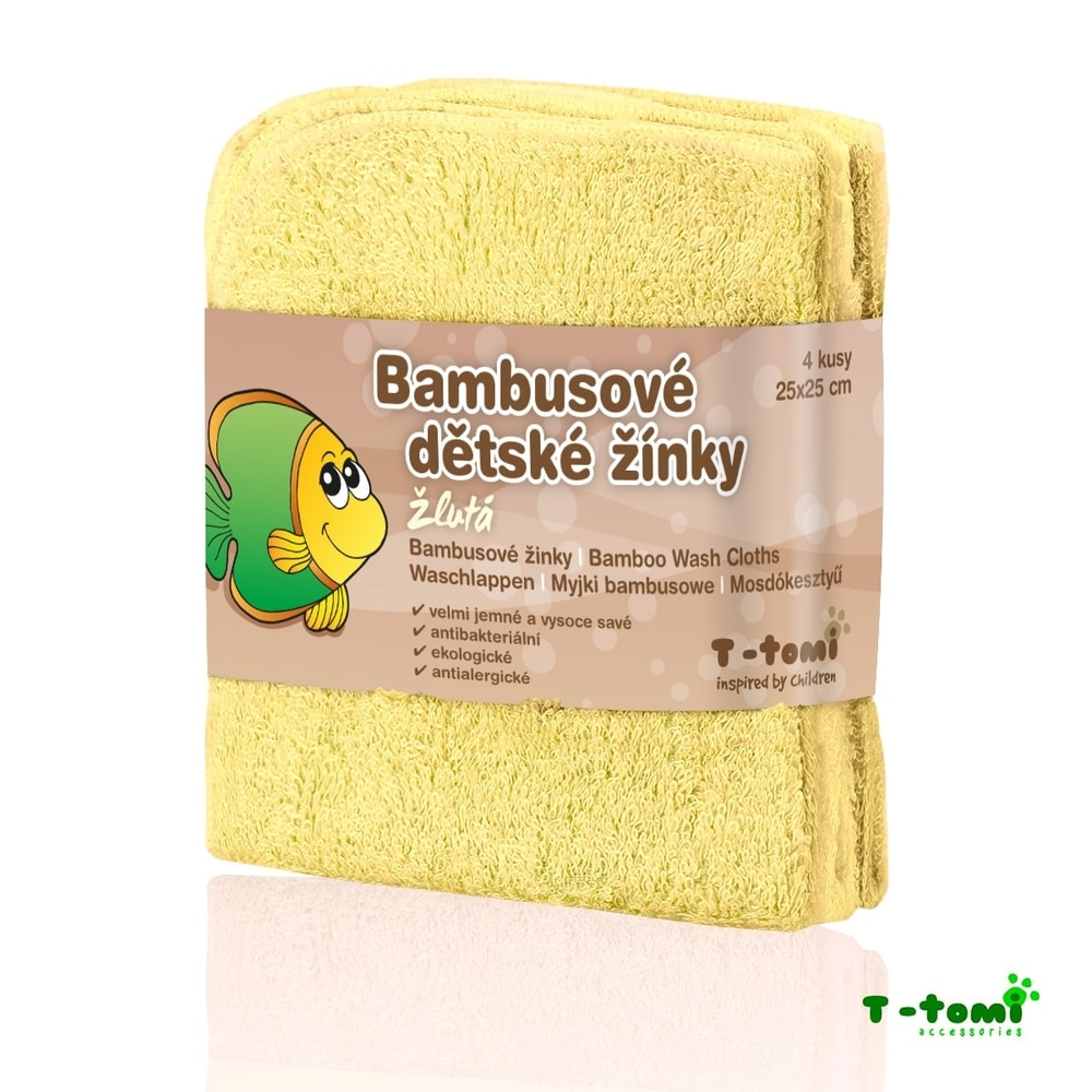 T-Tomi Bambusové žíňky v provedení ubrousek 4ks - žlutá