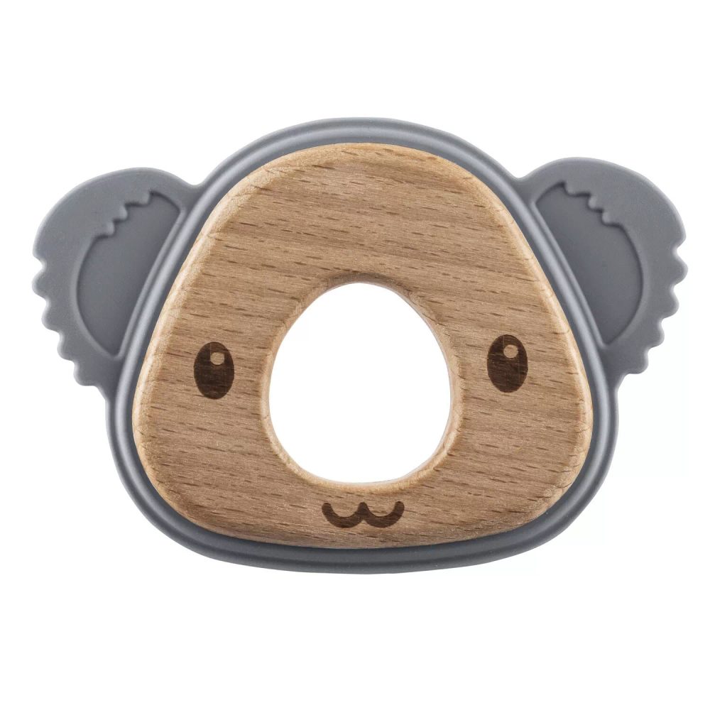 Zopa Silikonové dřevěné kousátko Koala, šedé