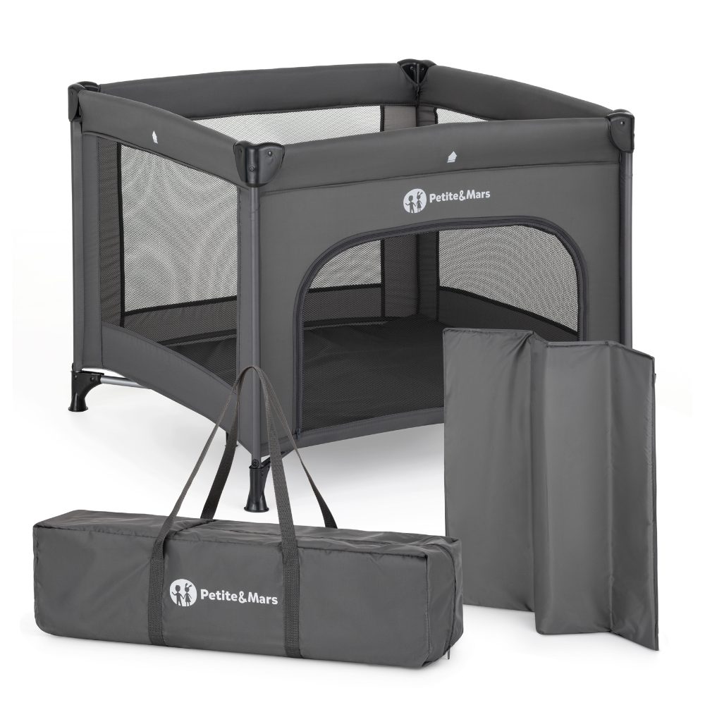 Levně PETITE&MARS Ohrádka cestovní Nook Urban Charcoal Grey