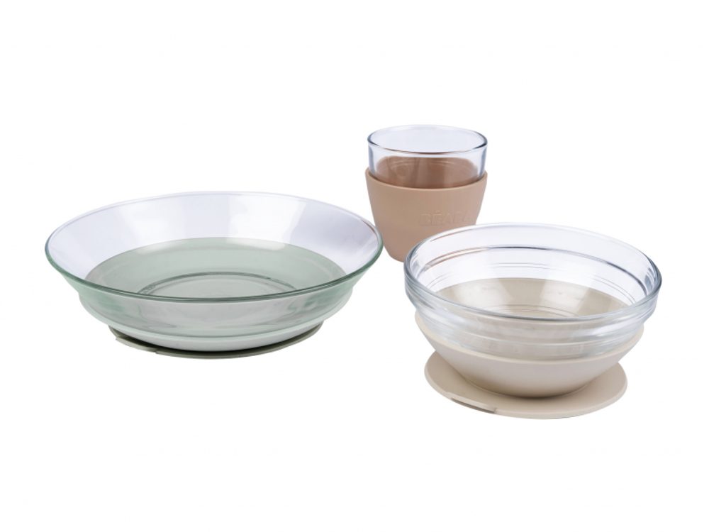 Beaba Jídelní sada skleněná s přísavkami Natural