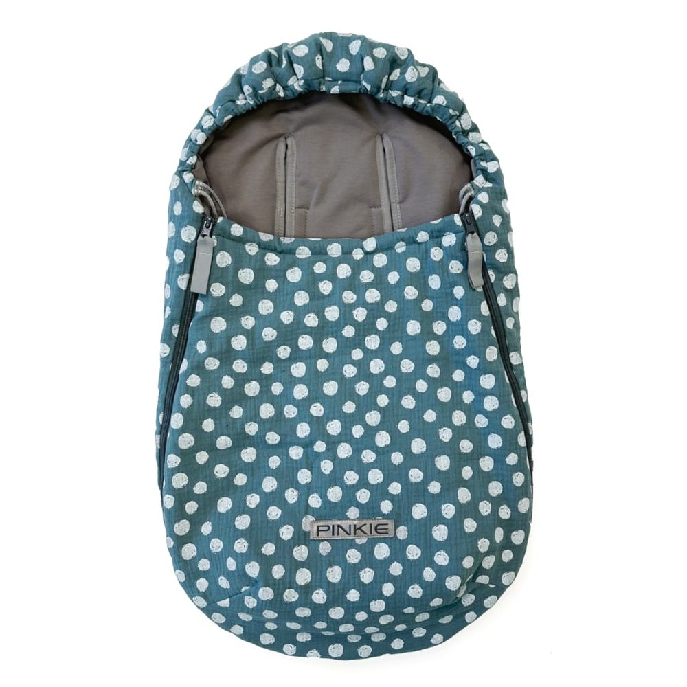 Pinkie bavlněný fusak Muslin Green Dots BIO 0-12 měsíců - autosedačky