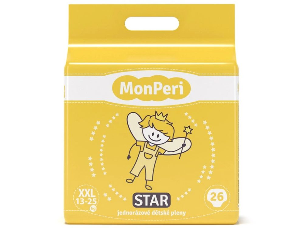 MonPeri STAR XXL 13-25kg (26ks) hypoalergenní jednorázové dětské pleny vel.6