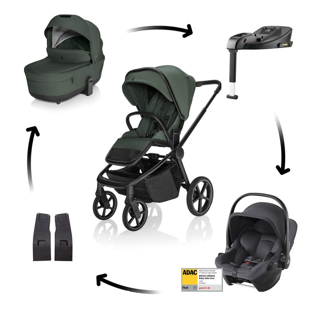 ZOPA Kočárek Move Cross 5X + autosedačka Baby-Safe Core + Baby-Safe Core Base - Oak Green