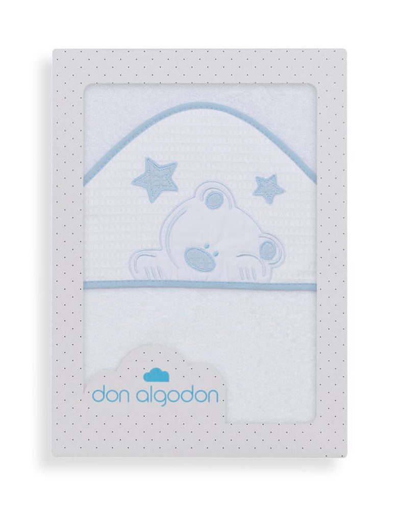 Interbaby OSUŠKA froté 100x100 MEDVÍDEK S HVĚZDOU - bílo-modrá