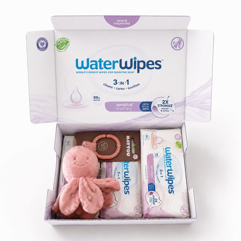 4x WATERWIPES Ubrousky vlhčené Soothing clean 3in1 60 ks (240 ks) + NATTOU Chobotnička Zdarma