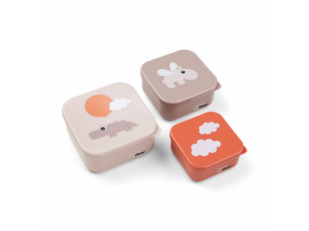 Done by Deer Svačinové boxy Happy Clouds 3ks - růžové