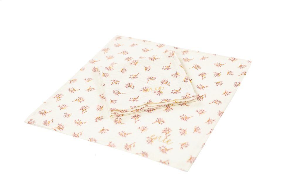 enie baby Mušelínové plenky 30x30cm 2ks - béžová s vínovými květy