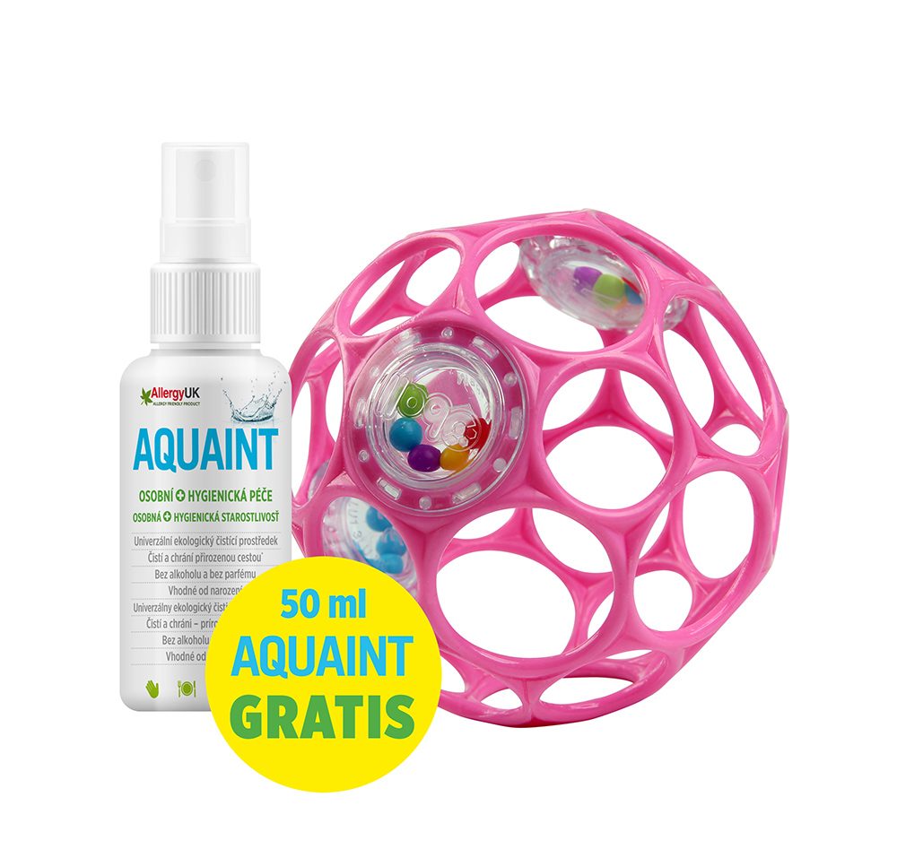 OBALL Hračka Oball RATTLE 10 cm blue 0m+AQUAINT 100% ekologická čisticí voda 50 ml