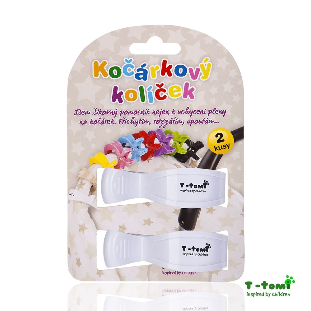 T-Tomi Kočárkový kolíček 2ks - bílý